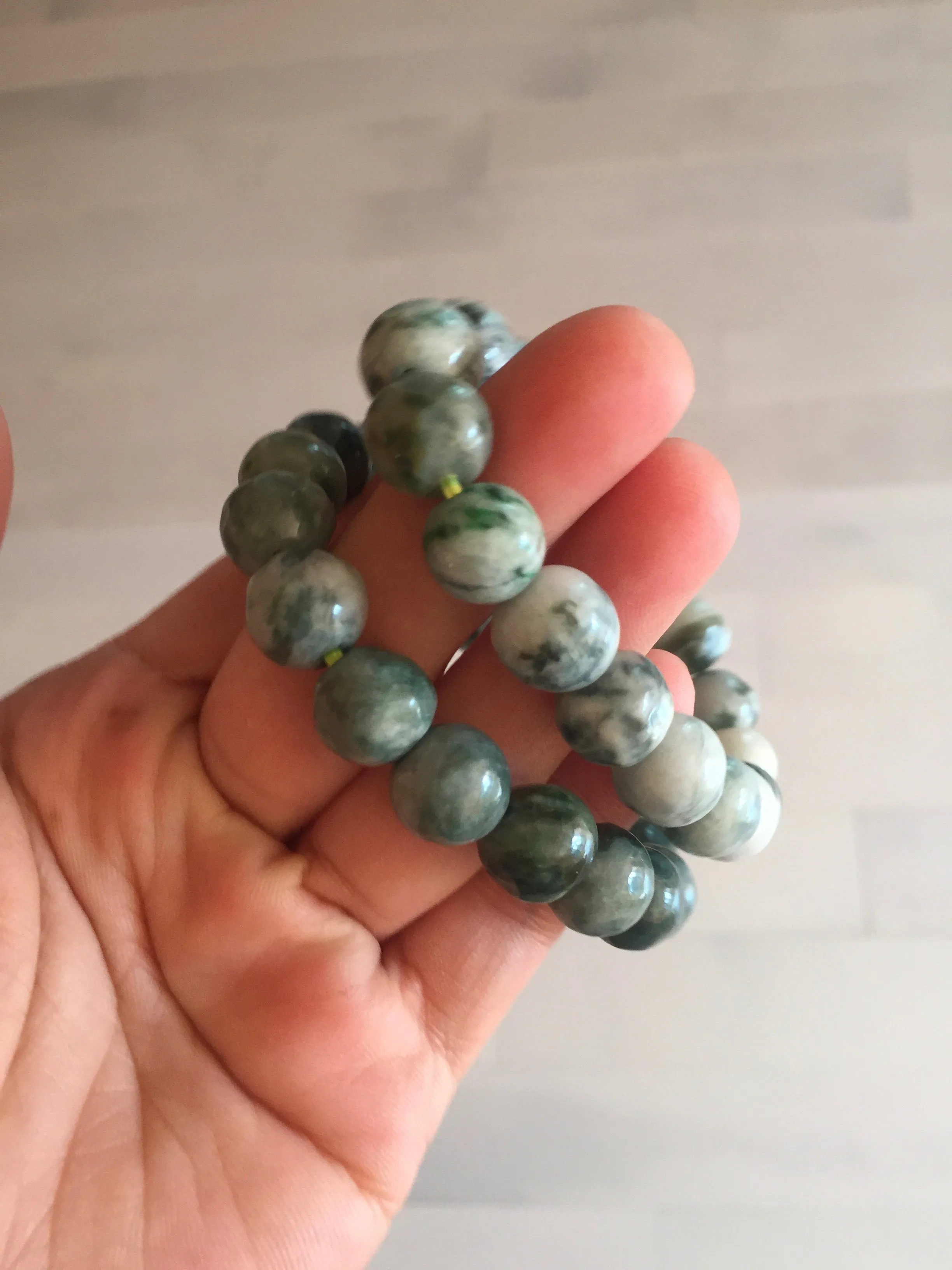 11.5mm 100% natural type A green/white jadeite jade beads bracelet group BK55