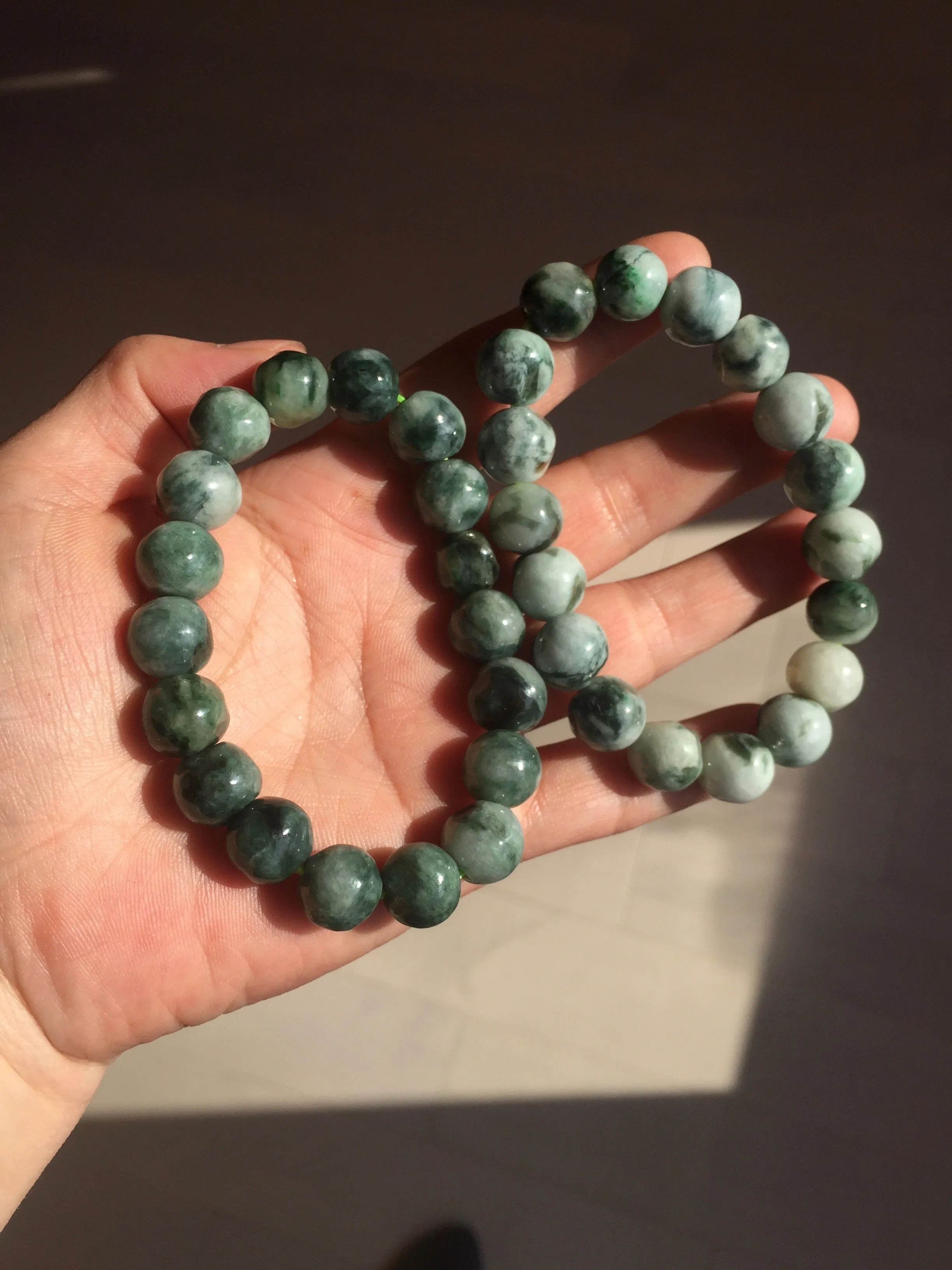 11.5mm 100% natural type A green/white jadeite jade beads bracelet group BK55