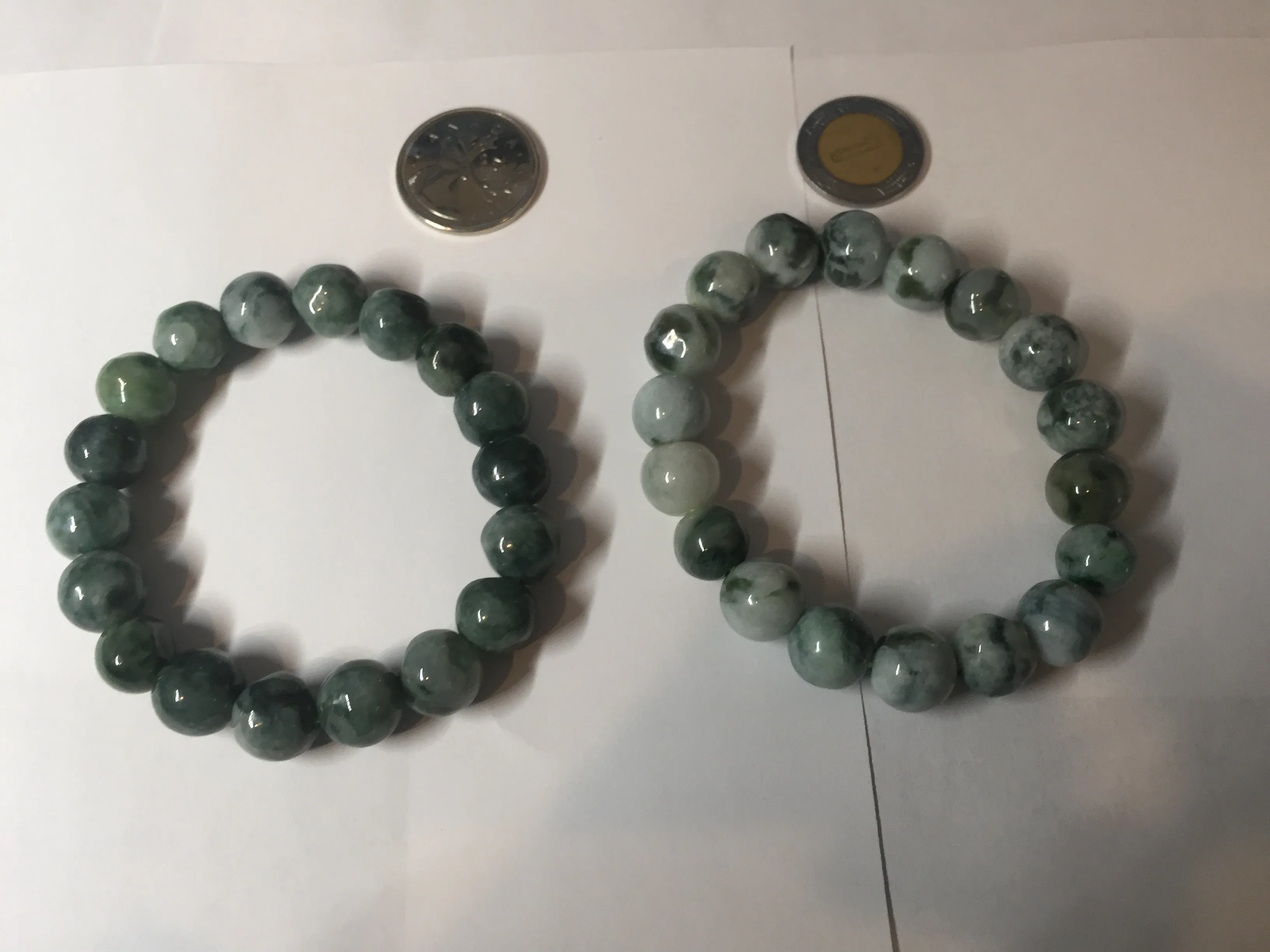 11.5mm 100% natural type A green/white jadeite jade beads bracelet group BK55