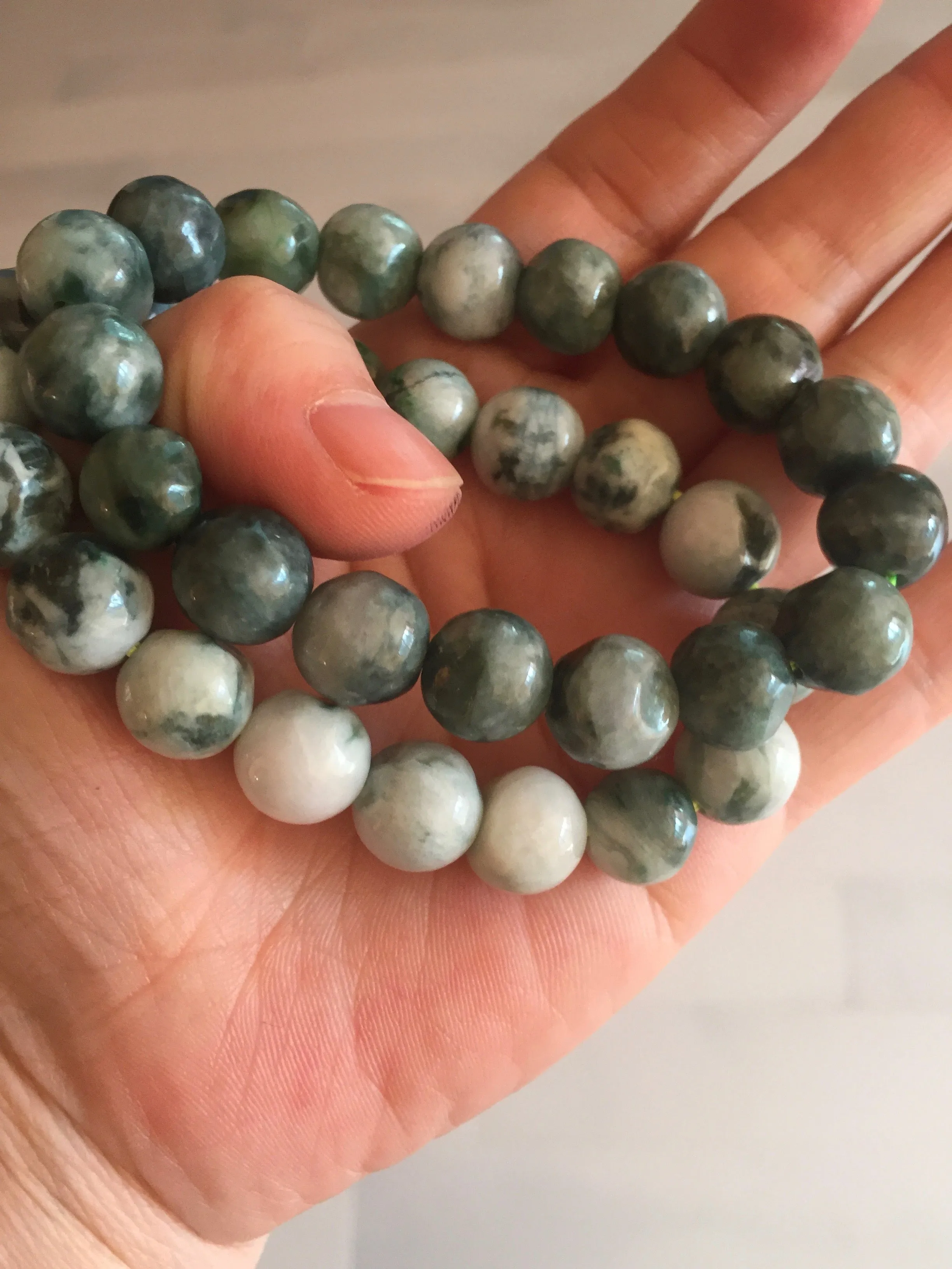 11.5mm 100% natural type A green/white jadeite jade beads bracelet group BK55