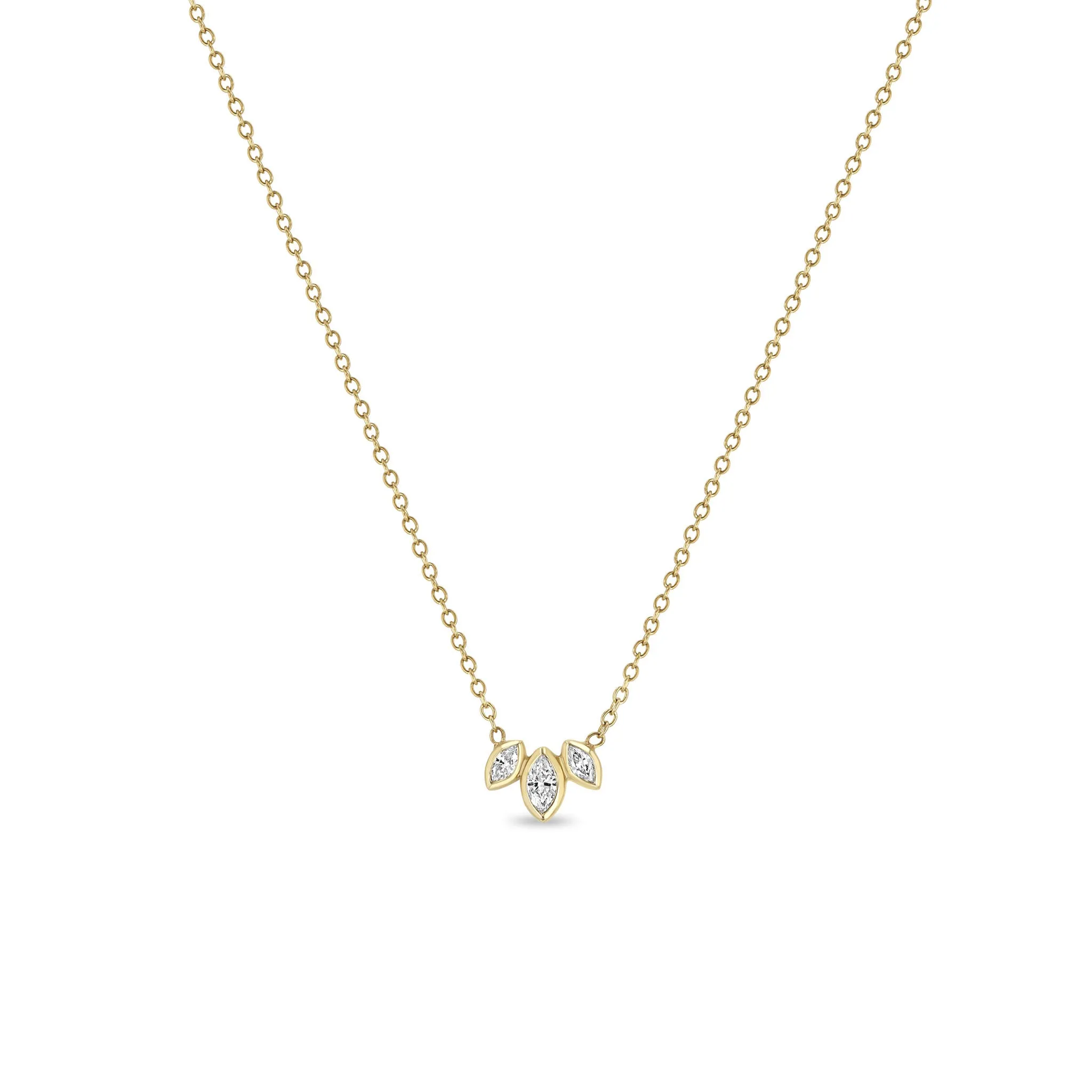 14k Marquise Diamond Fan Necklace