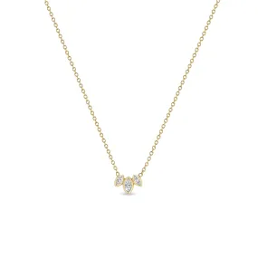 14k Marquise Diamond Fan Necklace