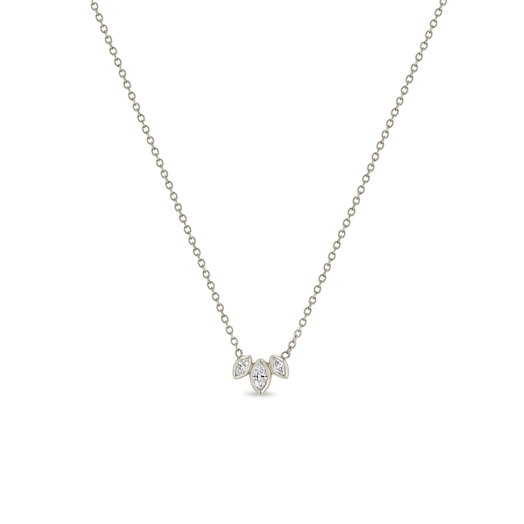 14k Marquise Diamond Fan Necklace