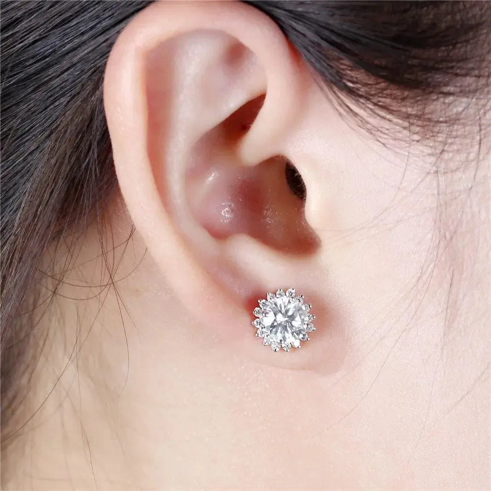 14k White Gold Halo Moissanite Stud Earrings 2.32ctw