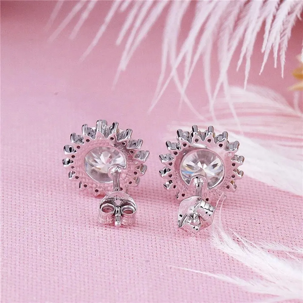 14k White Gold Halo Moissanite Stud Earrings 2.32ctw