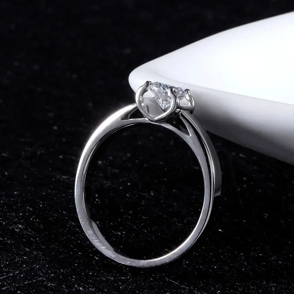 14k White Gold Solitaire Moissanite Ring 0.5ct