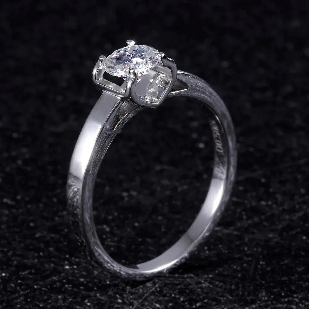 14k White Gold Solitaire Moissanite Ring 0.5ct