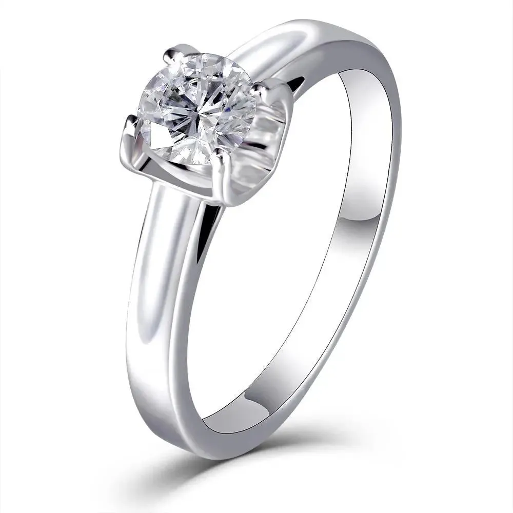 14k White Gold Solitaire Moissanite Ring 0.5ct