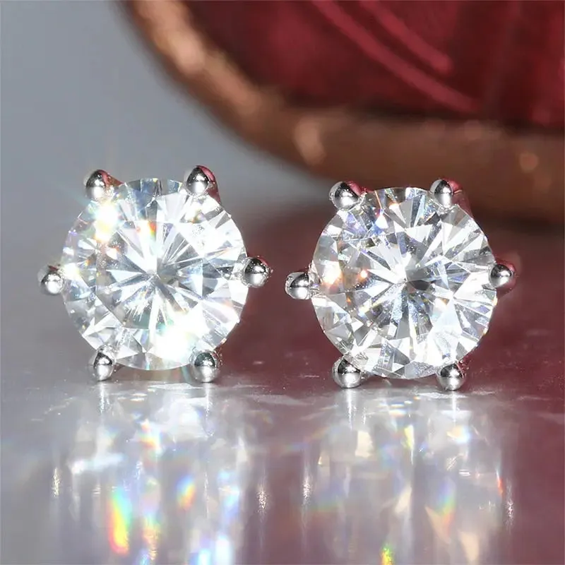 14k White Gold Stud Moissanite Earrings 1ctw