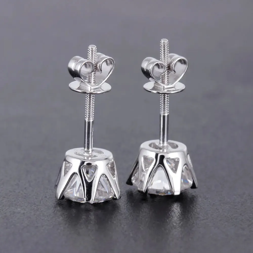 14k White Gold Stud Moissanite Earrings 2ctw