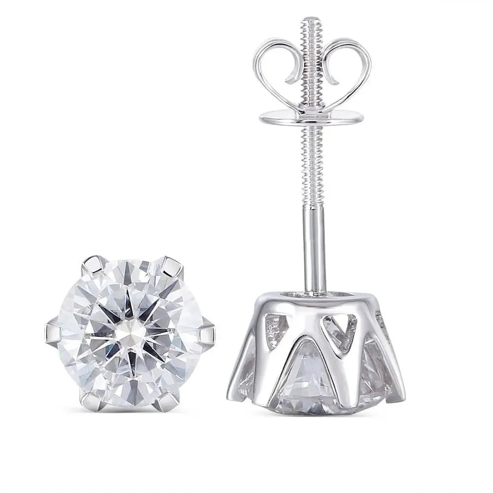 14k White Gold Stud Moissanite Earrings 2ctw