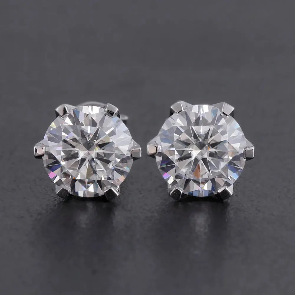 14k White Gold Stud Moissanite Earrings 2ctw