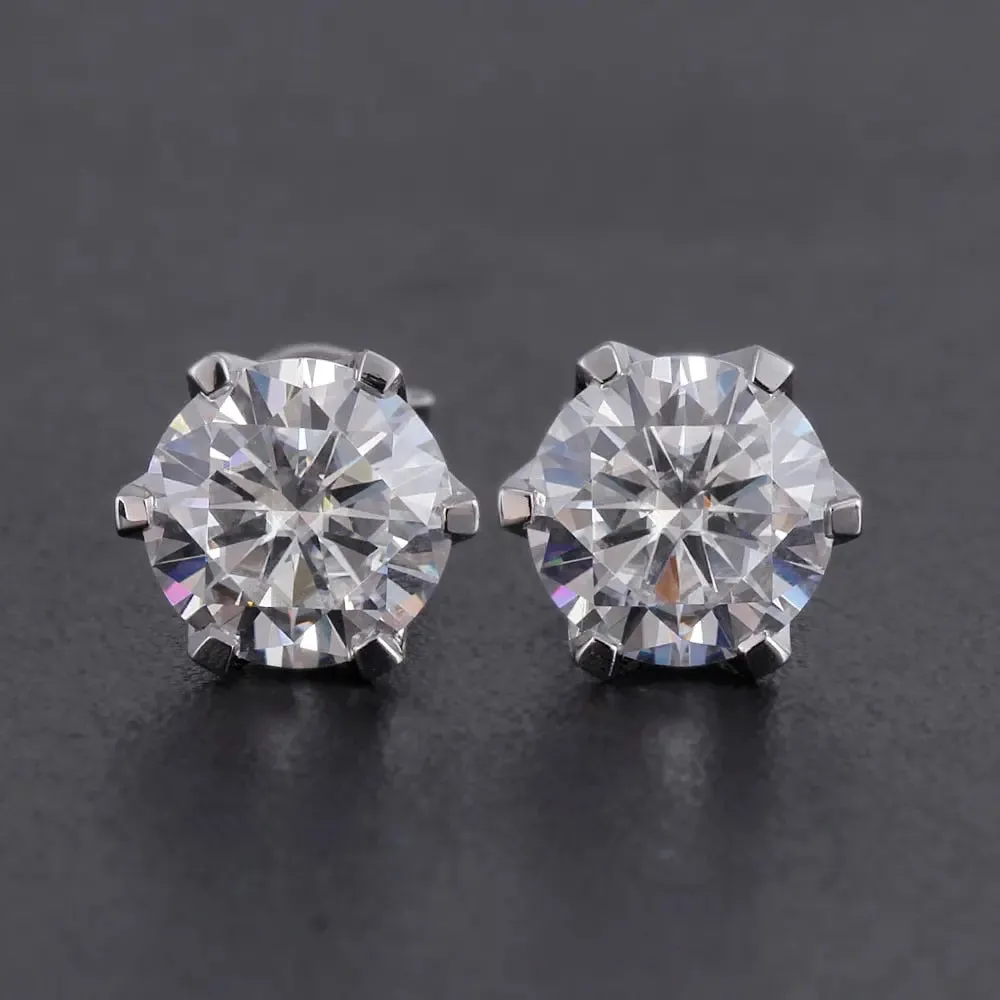 14k White Gold Stud Moissanite Earrings 2ctw