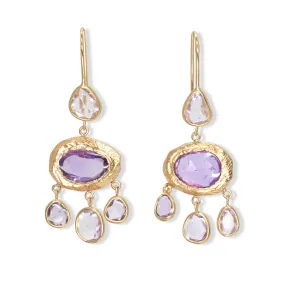 18K Chandelier Earrings in Purple Sapphire