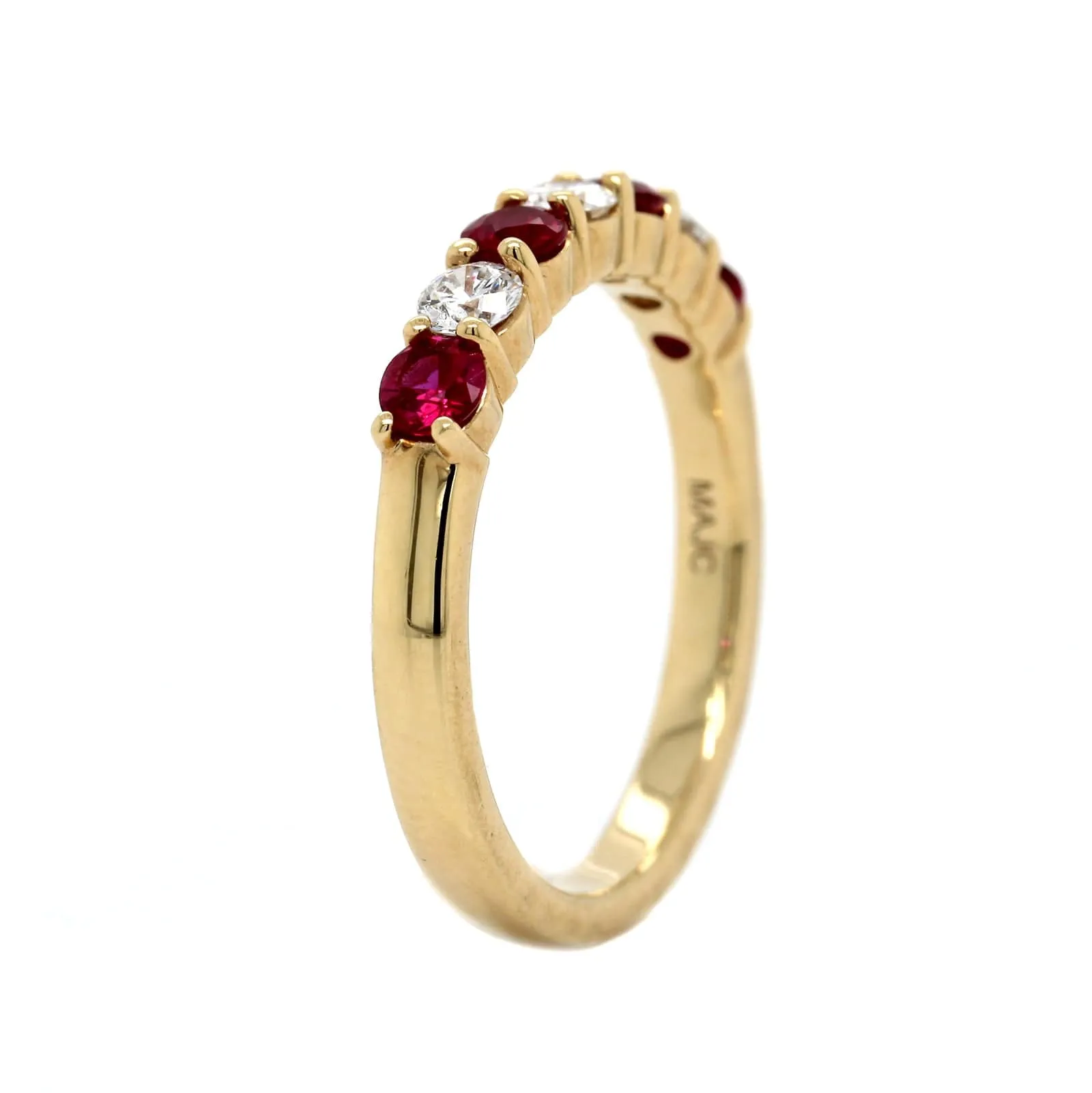 18K Yellow Gold Alternating Diamond and Ruby Band