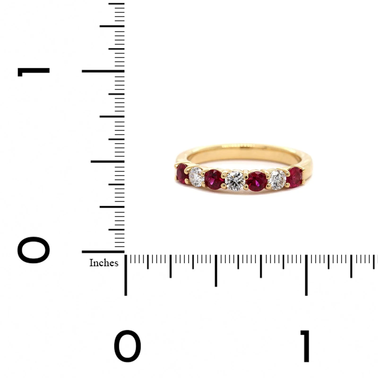 18K Yellow Gold Alternating Diamond and Ruby Band