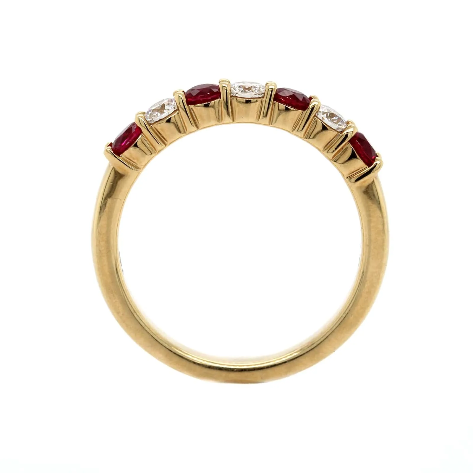 18K Yellow Gold Alternating Diamond and Ruby Band