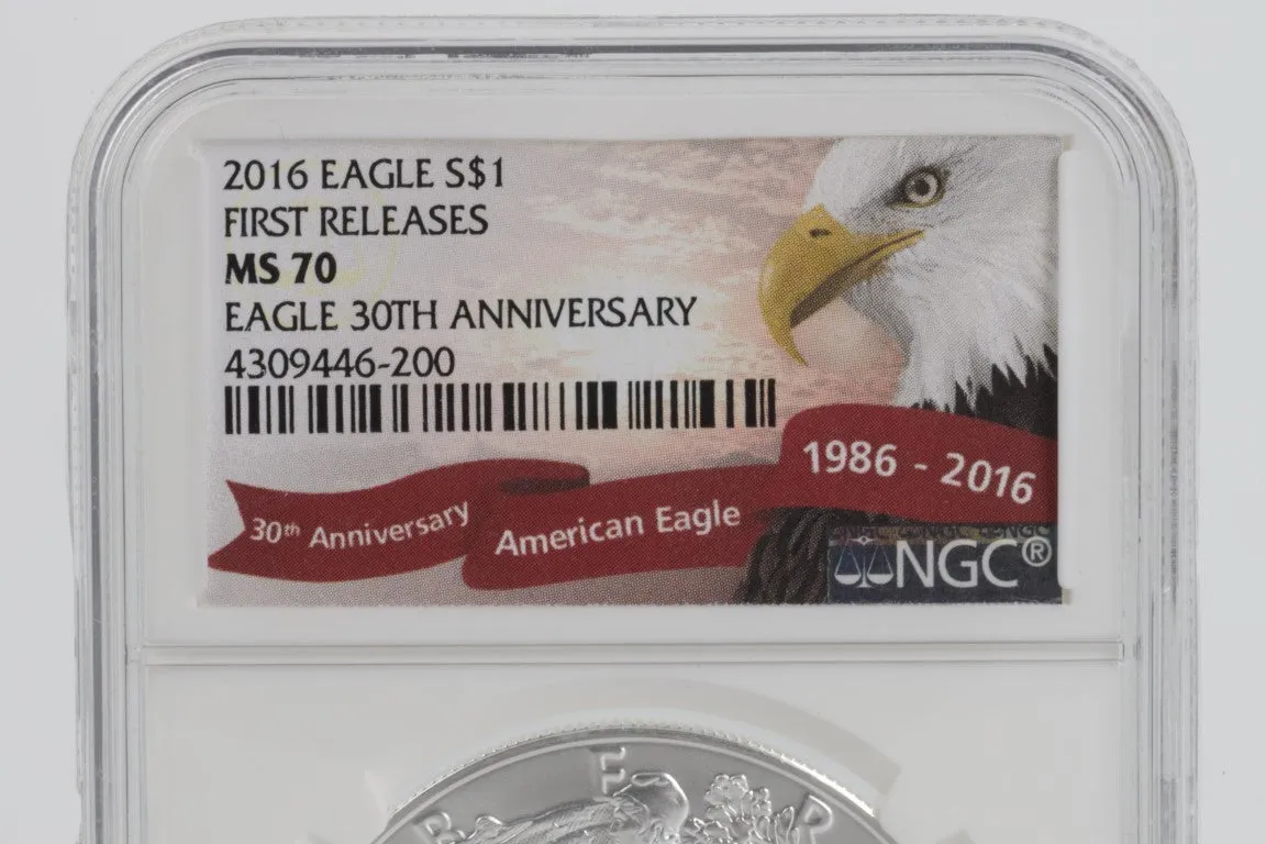 2016 NGC MS70 First Releases 30th Anniversary American Silver Eagle Coin