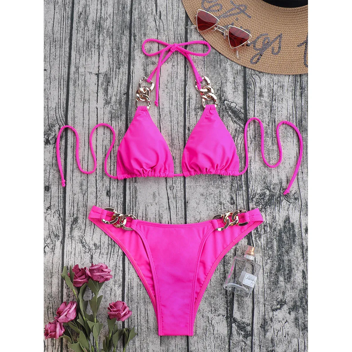 9 Colors Fashion Swimsuit Luxury Swimwear with Chain