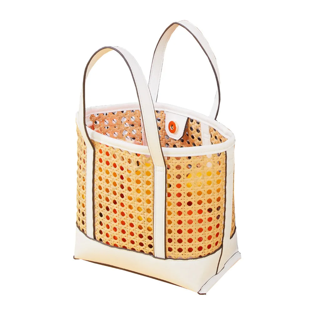 Accessorize London White Medium Rattan Handheld Bag