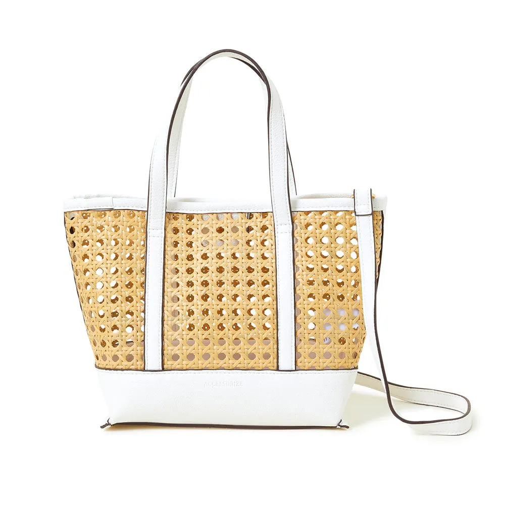 Accessorize London White Medium Rattan Handheld Bag