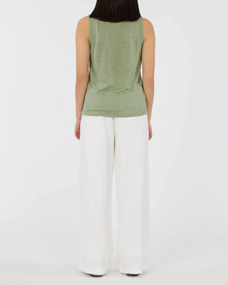 Aceline Linen Jersey Tank (Green Tea)