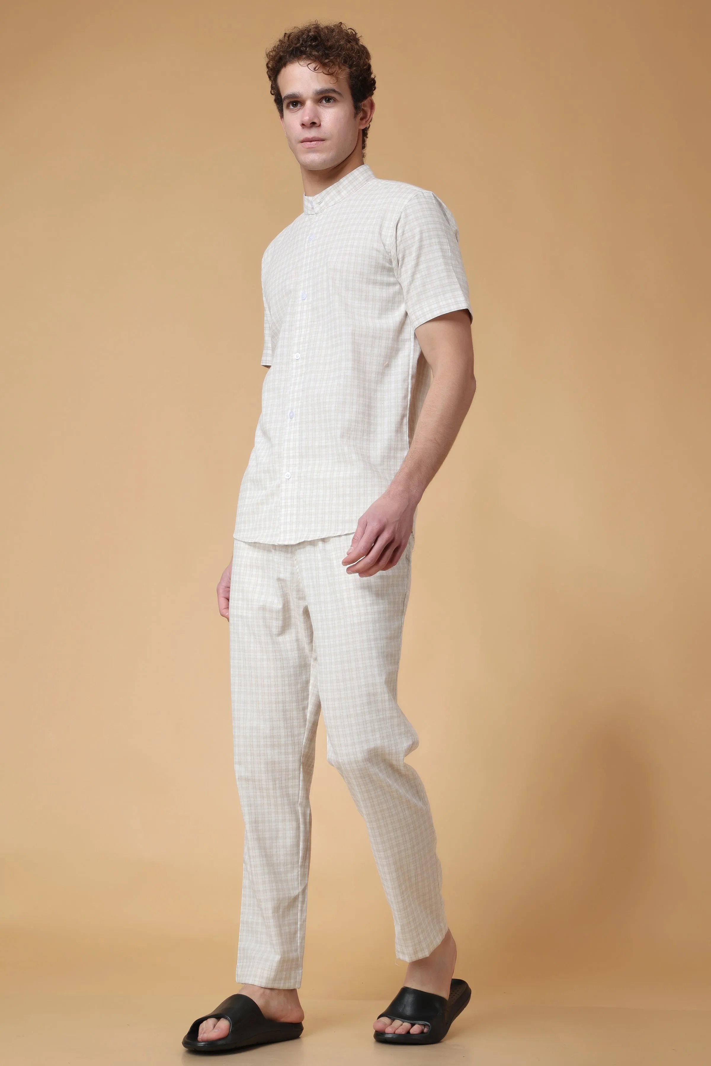 Almond Checked Lounge Wear Set