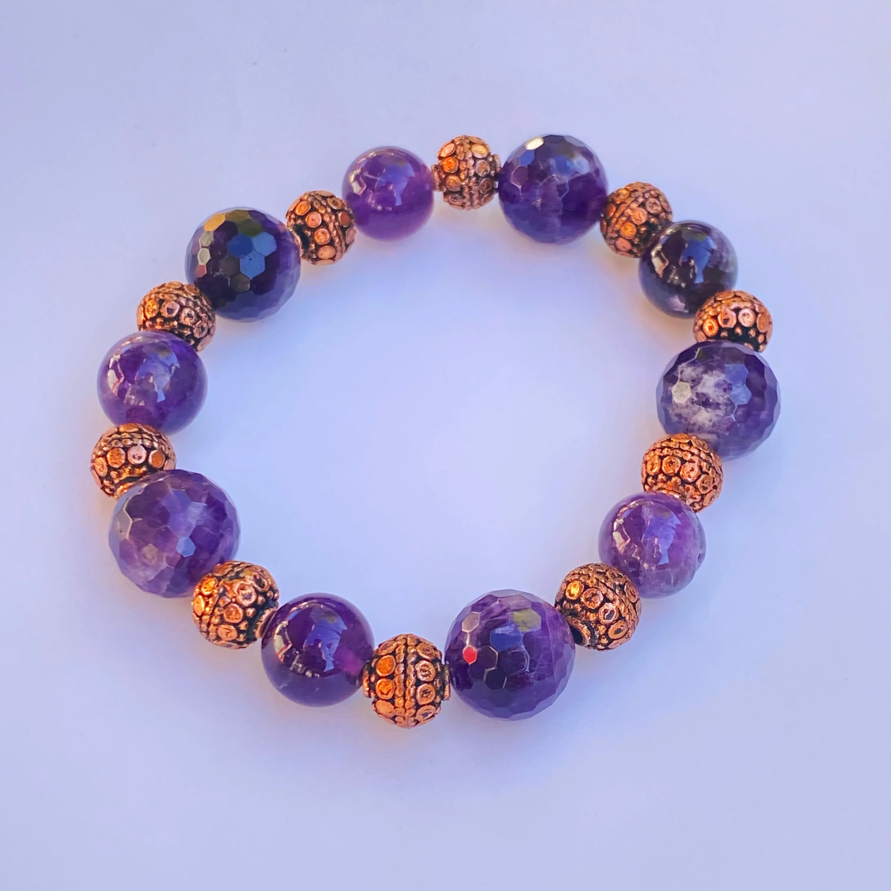 Amethyst gemstone and Copper Bracelet