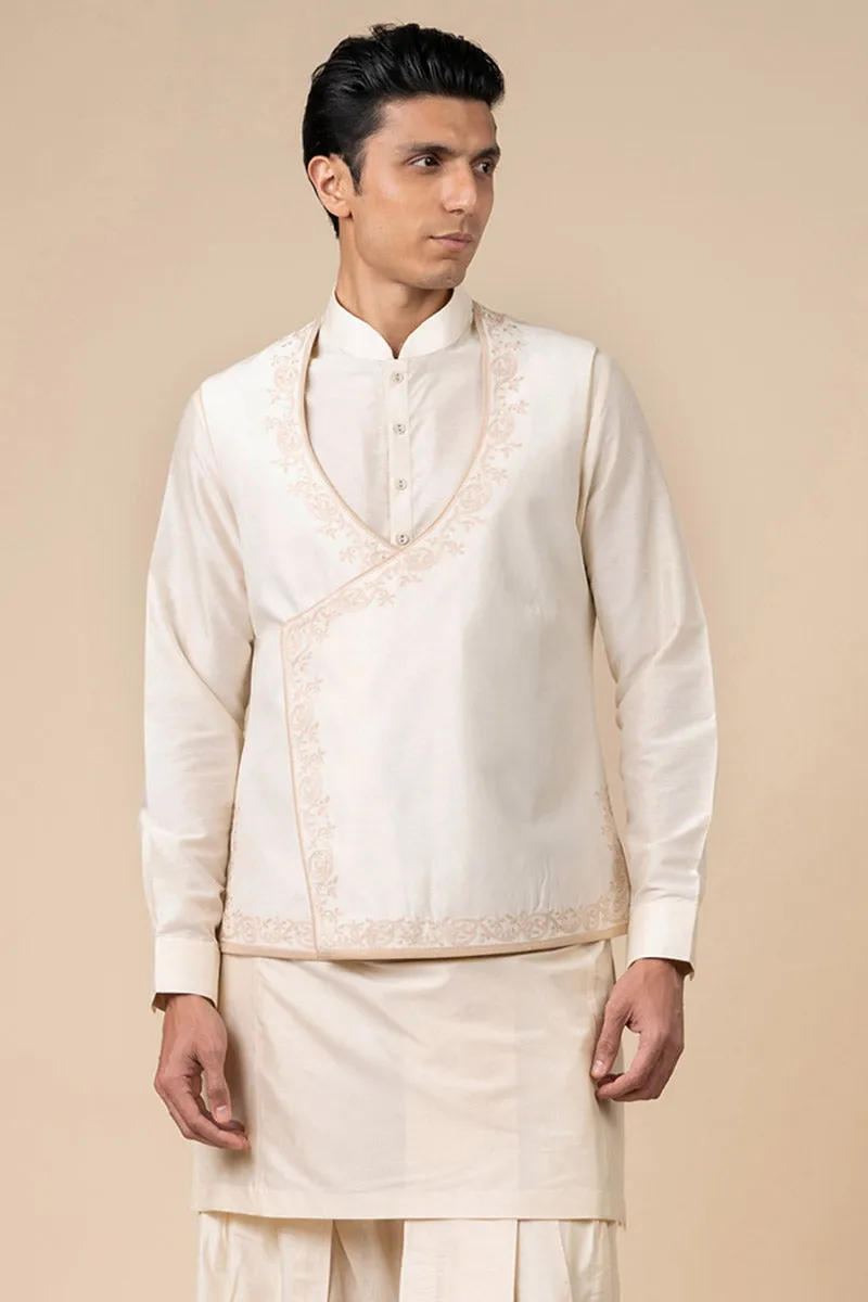 Angrakha Style Kurta Bundi Set