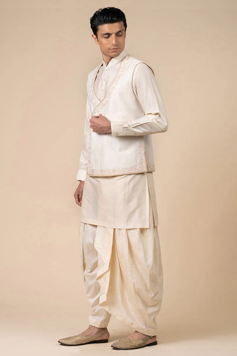 Angrakha Style Kurta Bundi Set