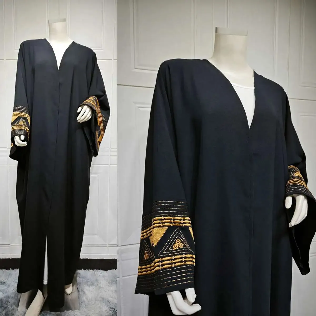 Arab Muslim Women Embroidery Cardigan Open Abaya Dress