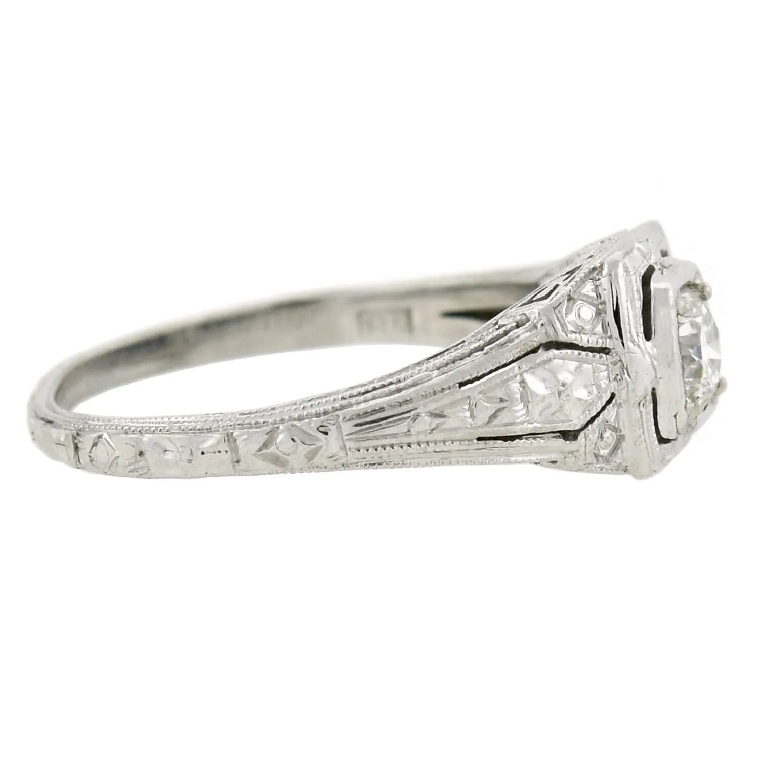 Art Deco 18kt Diamond Filigree Engagement Ring 0.30ct