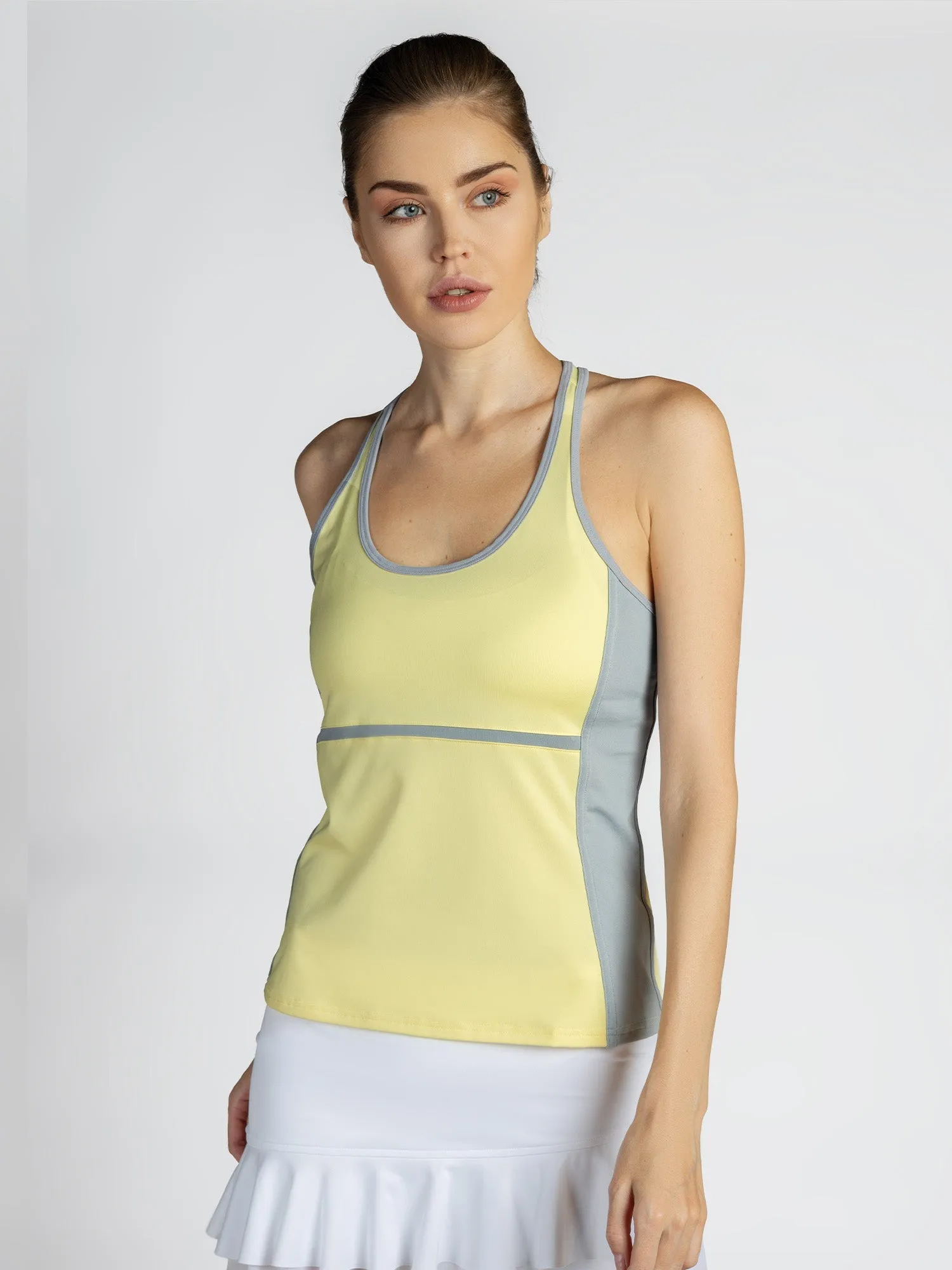 Ashley Racer Tank - Lemonade/Pearl