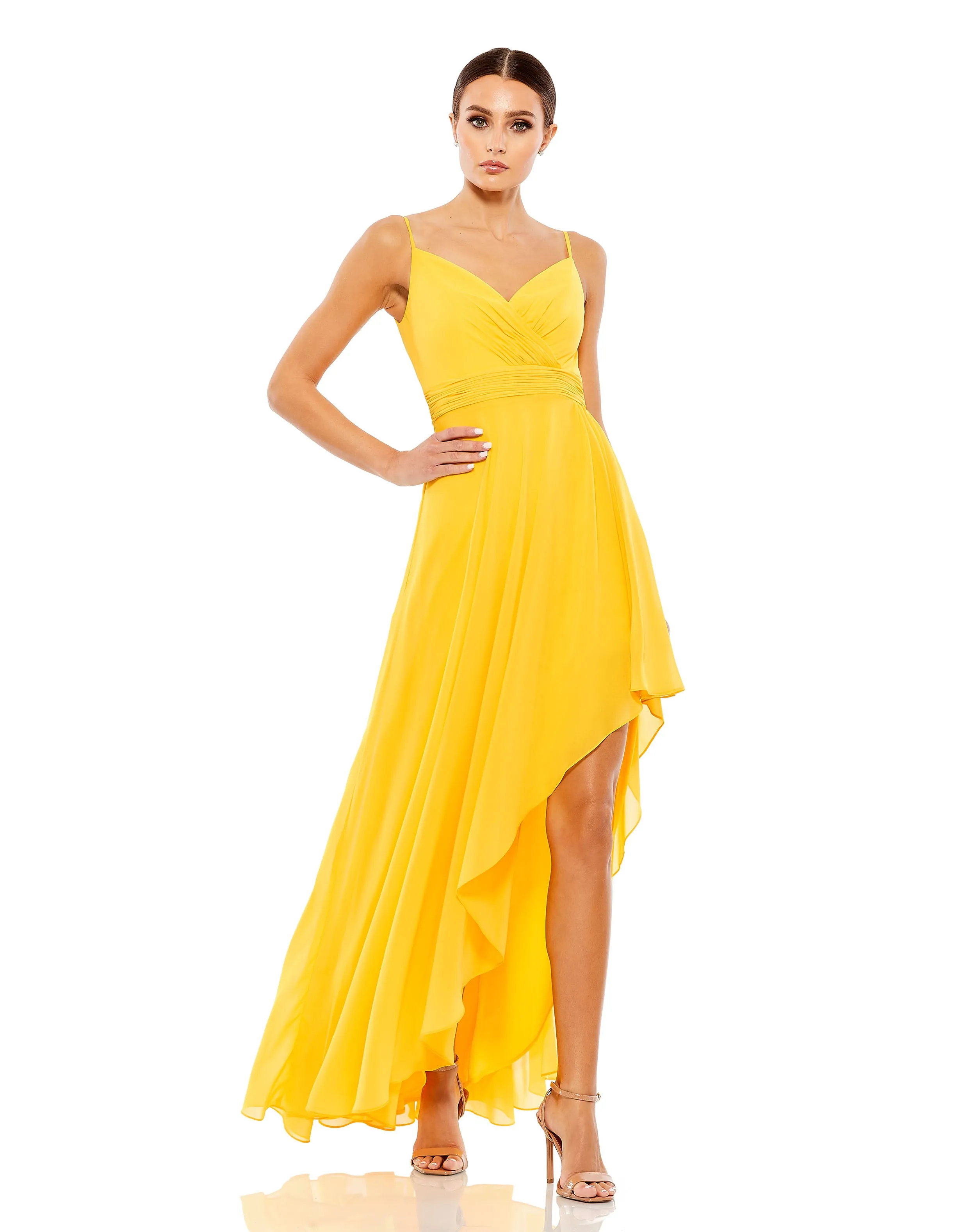 Asymmetrical Hem Chiffon Maxi Dress