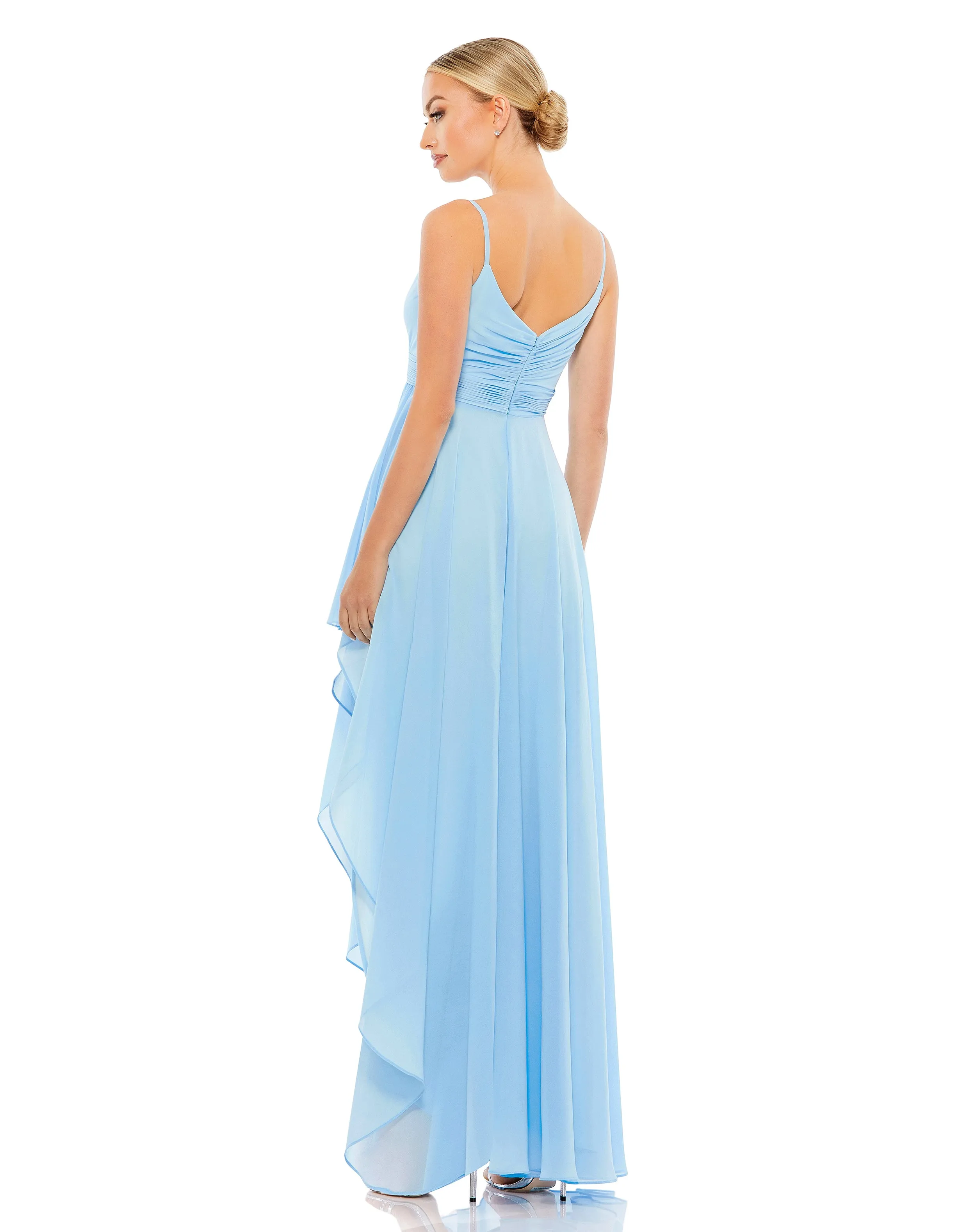 Asymmetrical Hem Chiffon Maxi Dress