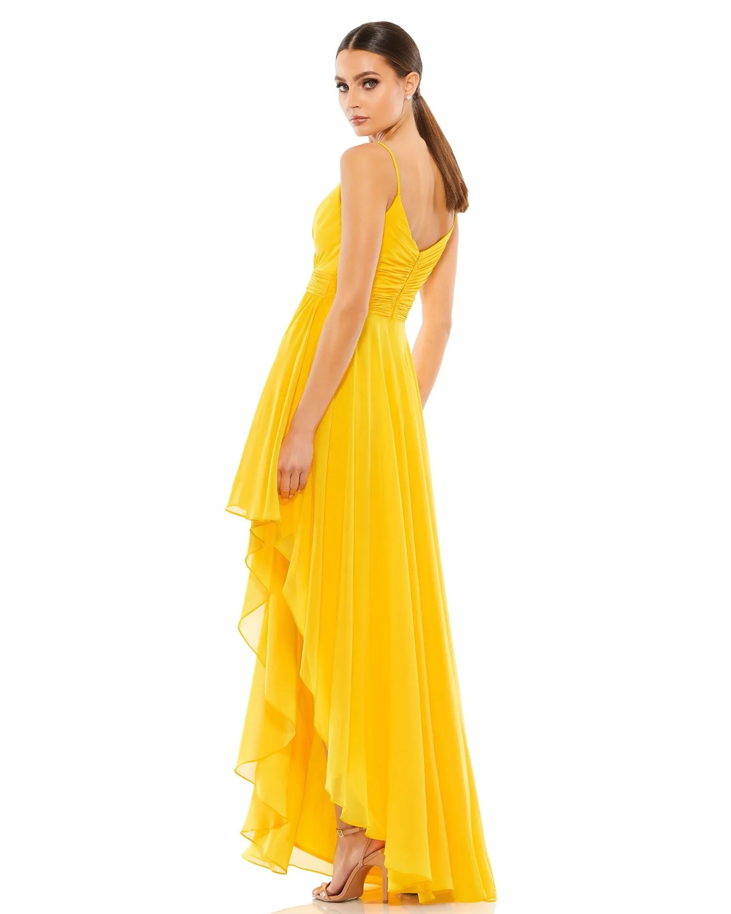 Asymmetrical Hem Chiffon Maxi Dress