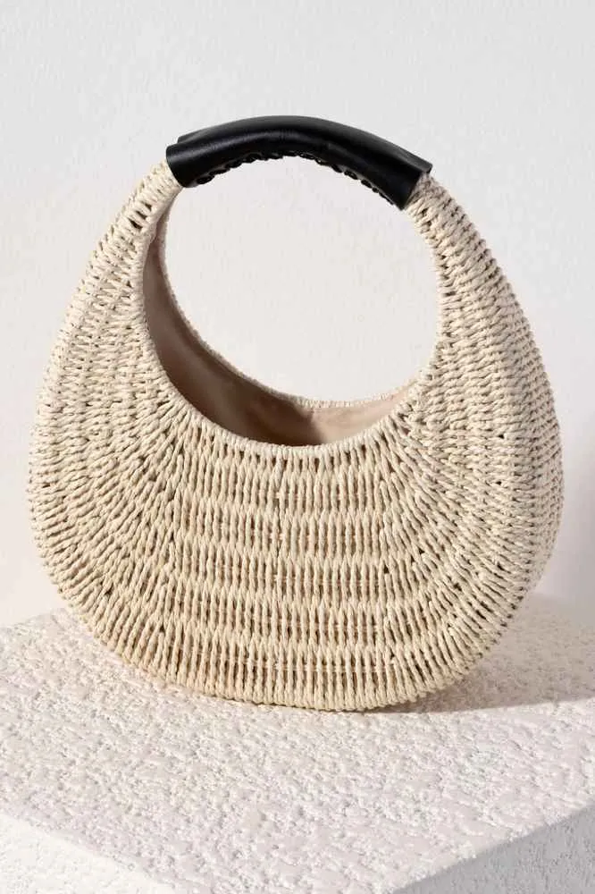 Ayleen Circle Straw Bag, Natural