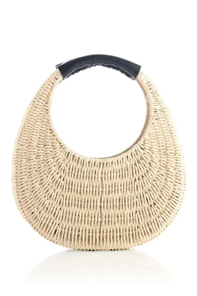 Ayleen Circle Straw Bag, Natural