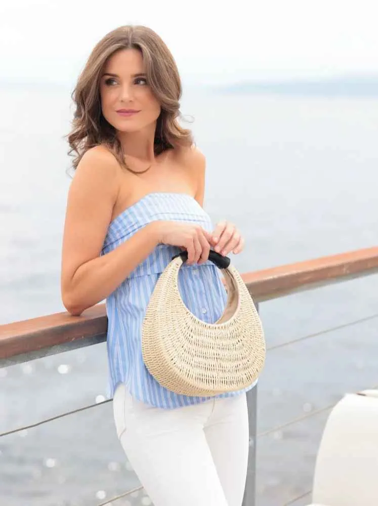 Ayleen Circle Straw Bag, Natural