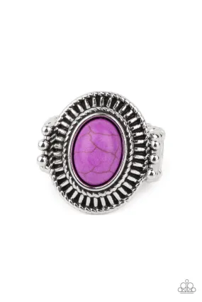 BADLANDS To The Bone Purple Stone Ring - Paparazzi Accessories