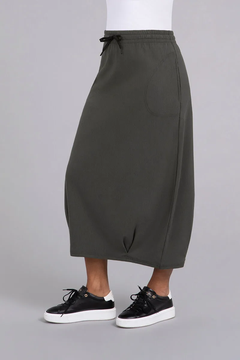 Bamboo Fleece Pleat Hem Skirt | Raven