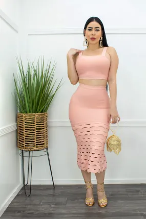 Bandage Crop Top Maxi Skirt Set