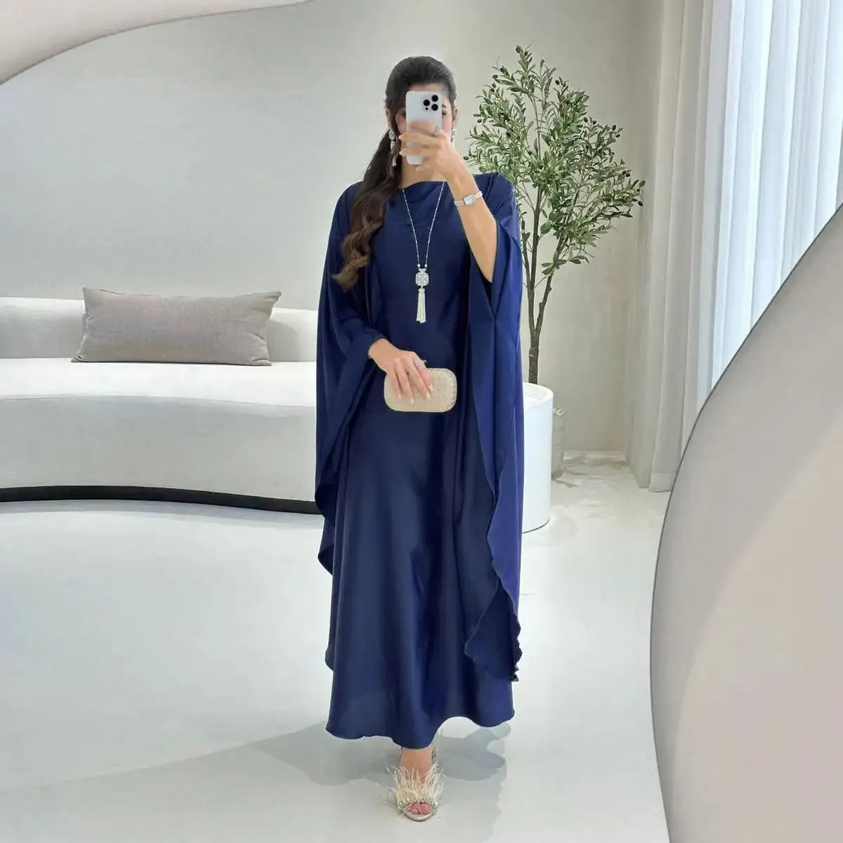 Batwing Sleeve Farasha Abaya Dress Free Size