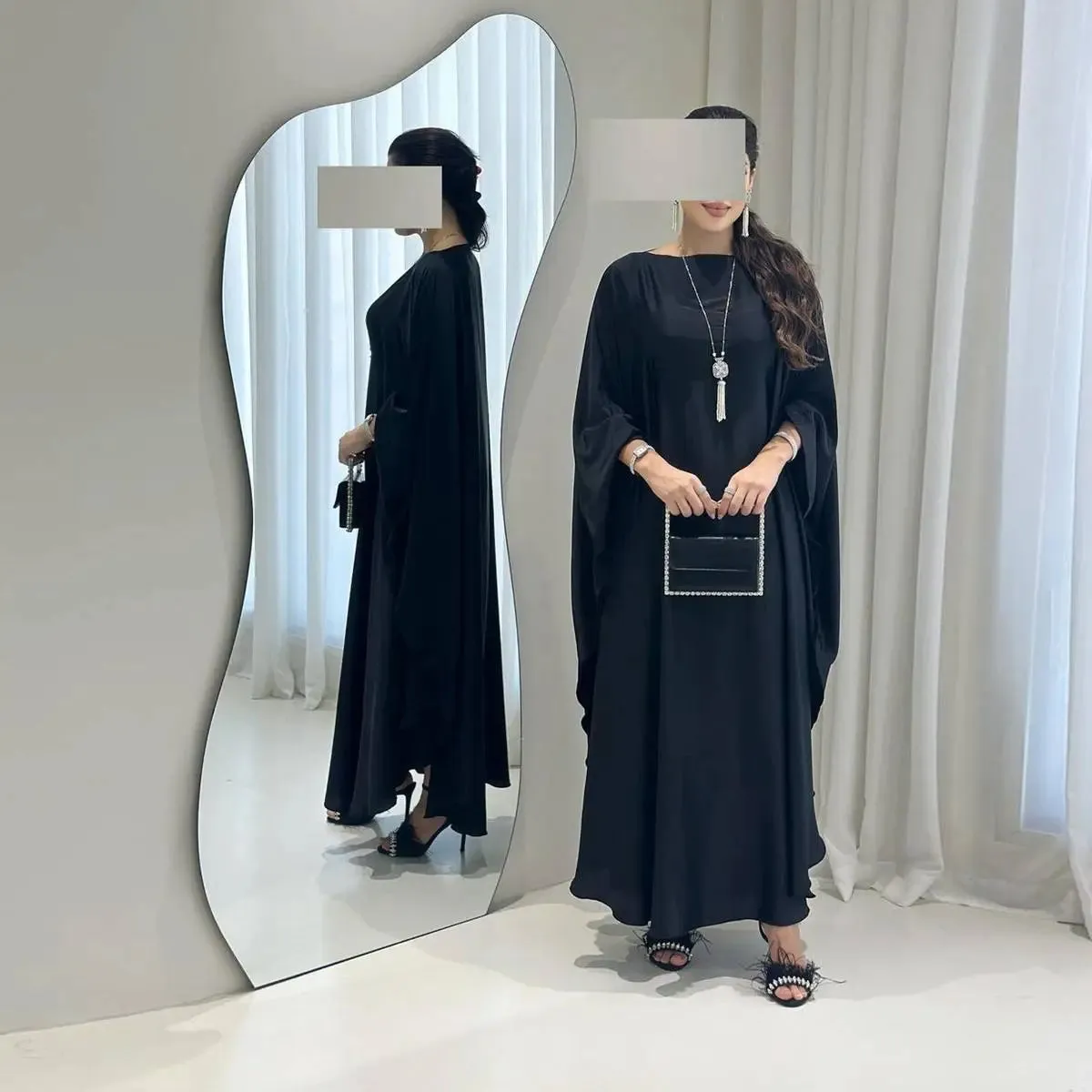 Batwing Sleeve Farasha Abaya Dress Free Size