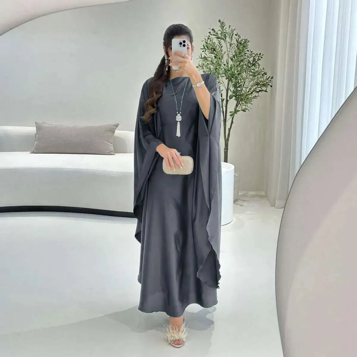 Batwing Sleeve Farasha Abaya Dress Free Size