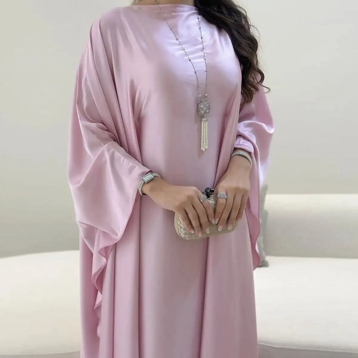 Batwing Sleeve Farasha Abaya Dress Free Size