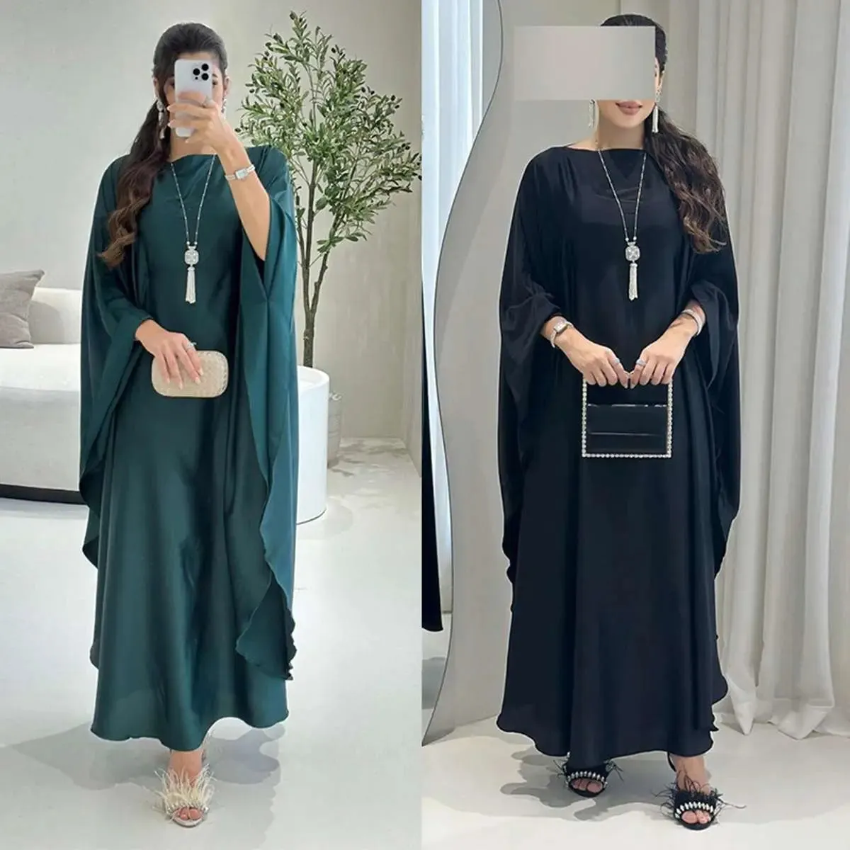 Batwing Sleeve Farasha Abaya Dress Free Size