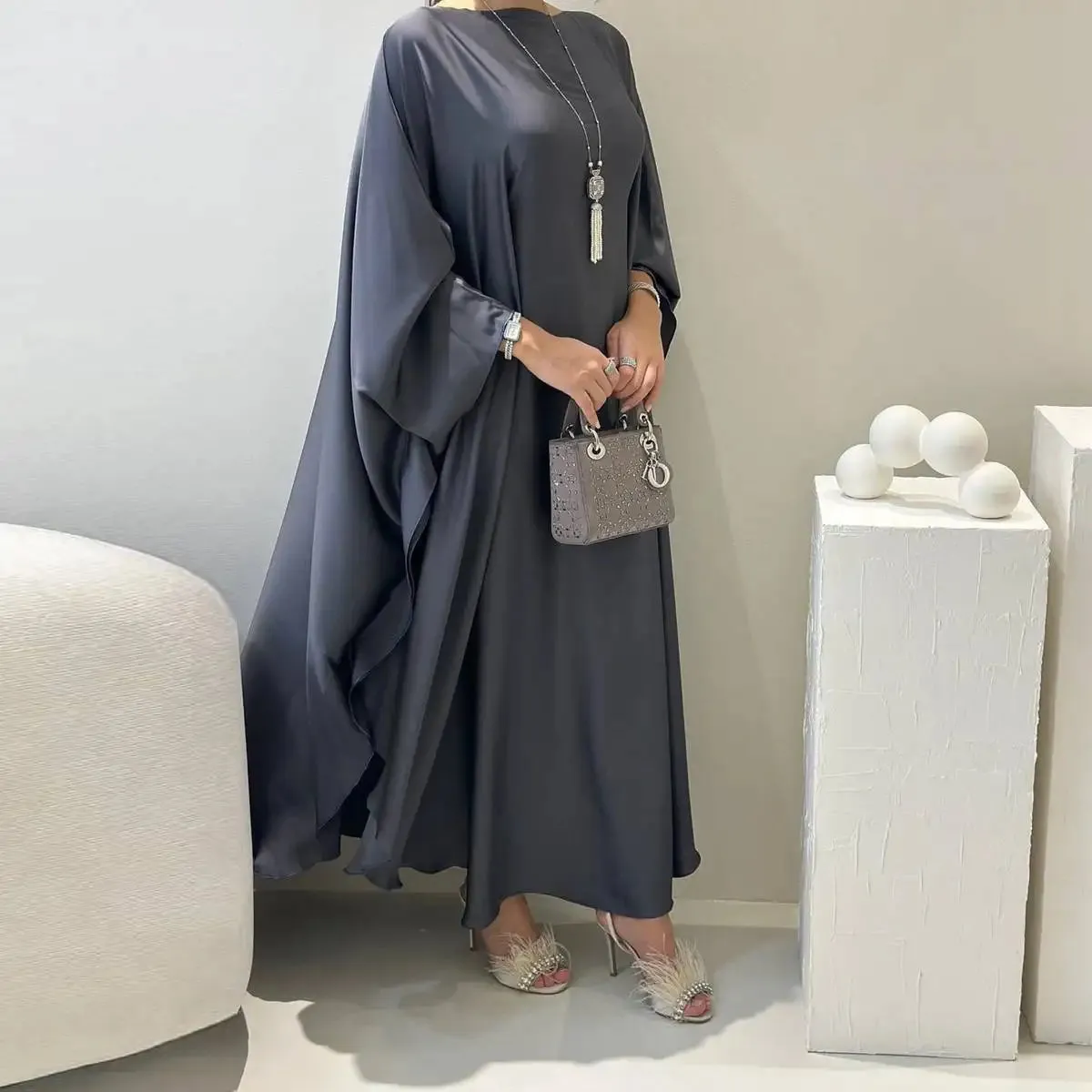 Batwing Sleeve Farasha Abaya Dress Free Size