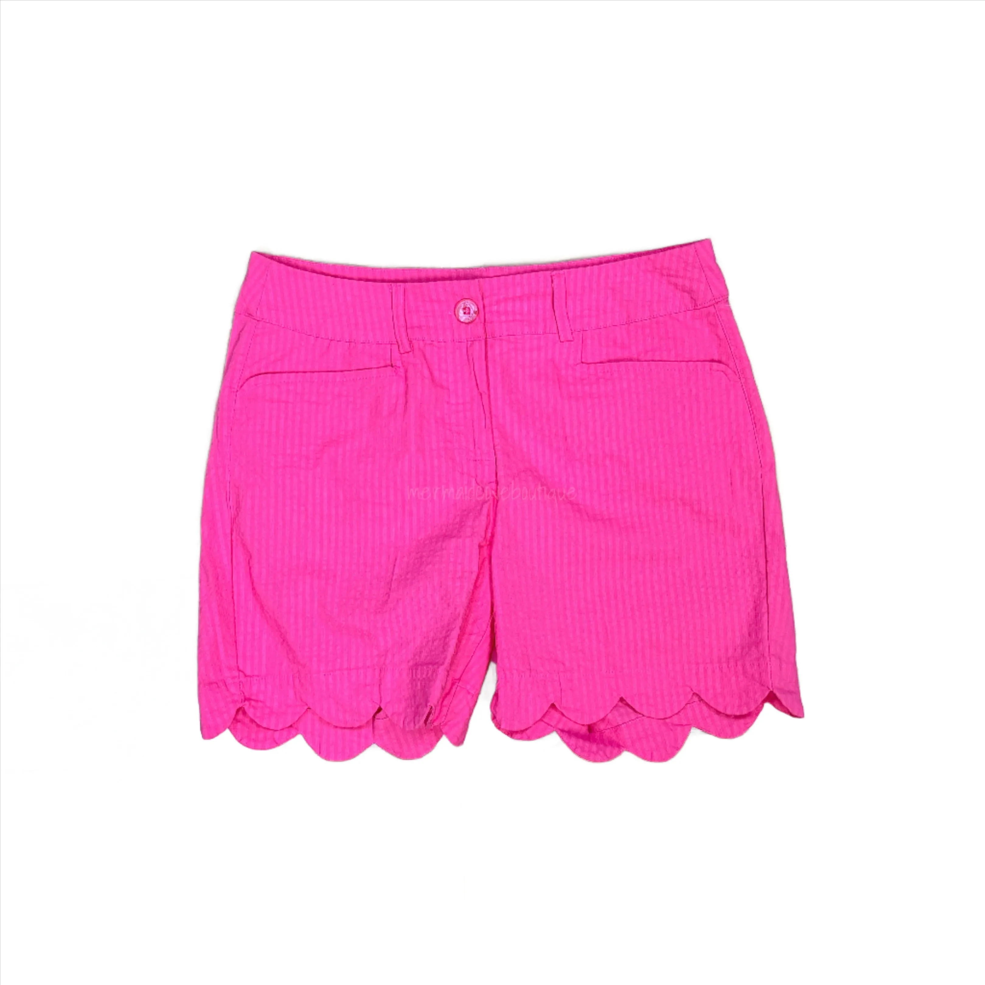 Beachtime Scallop Shorts in Bright Hot Pink