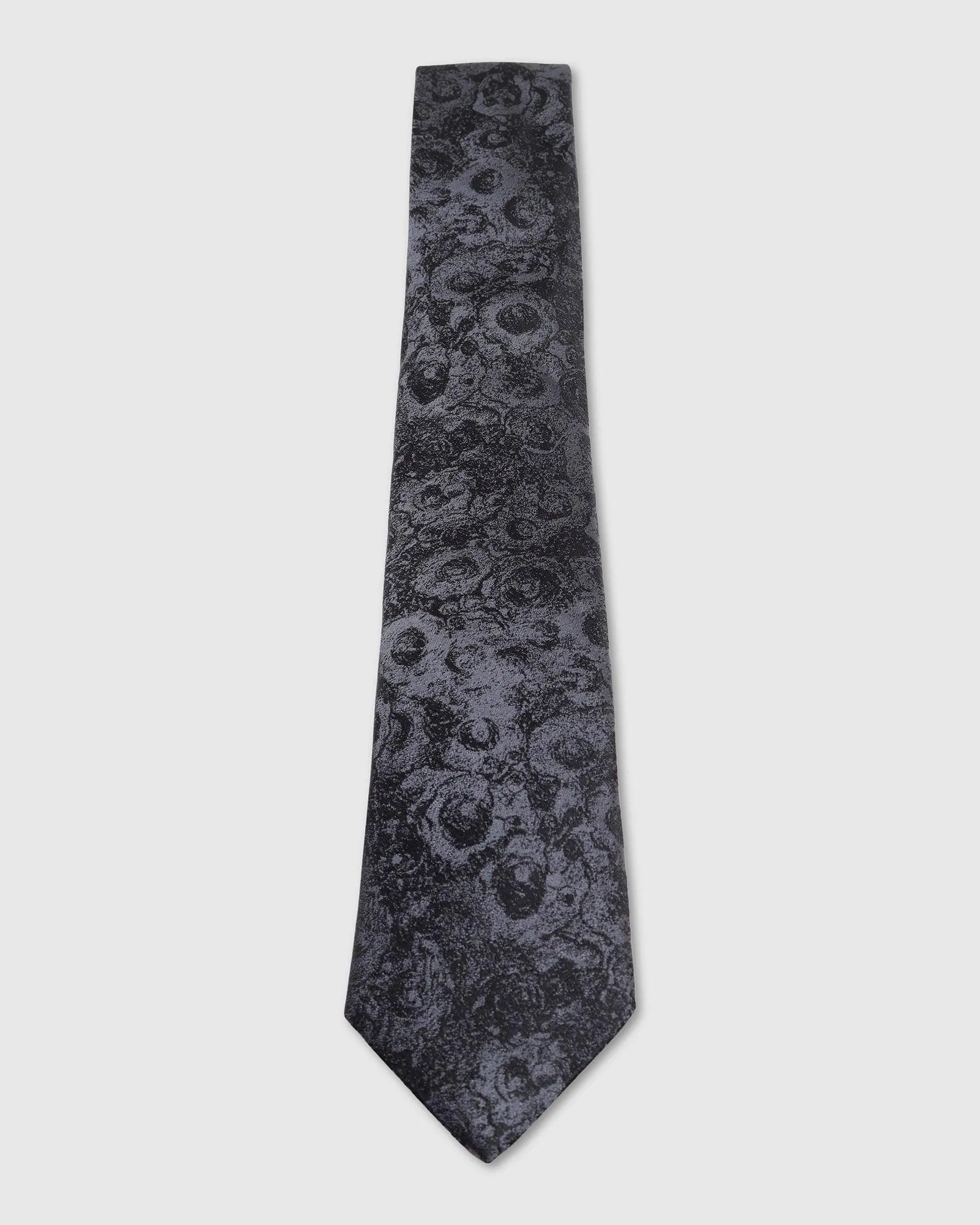 Boxed Combo Printed Tie With Pocket Square And Cufflink In Black - Takin